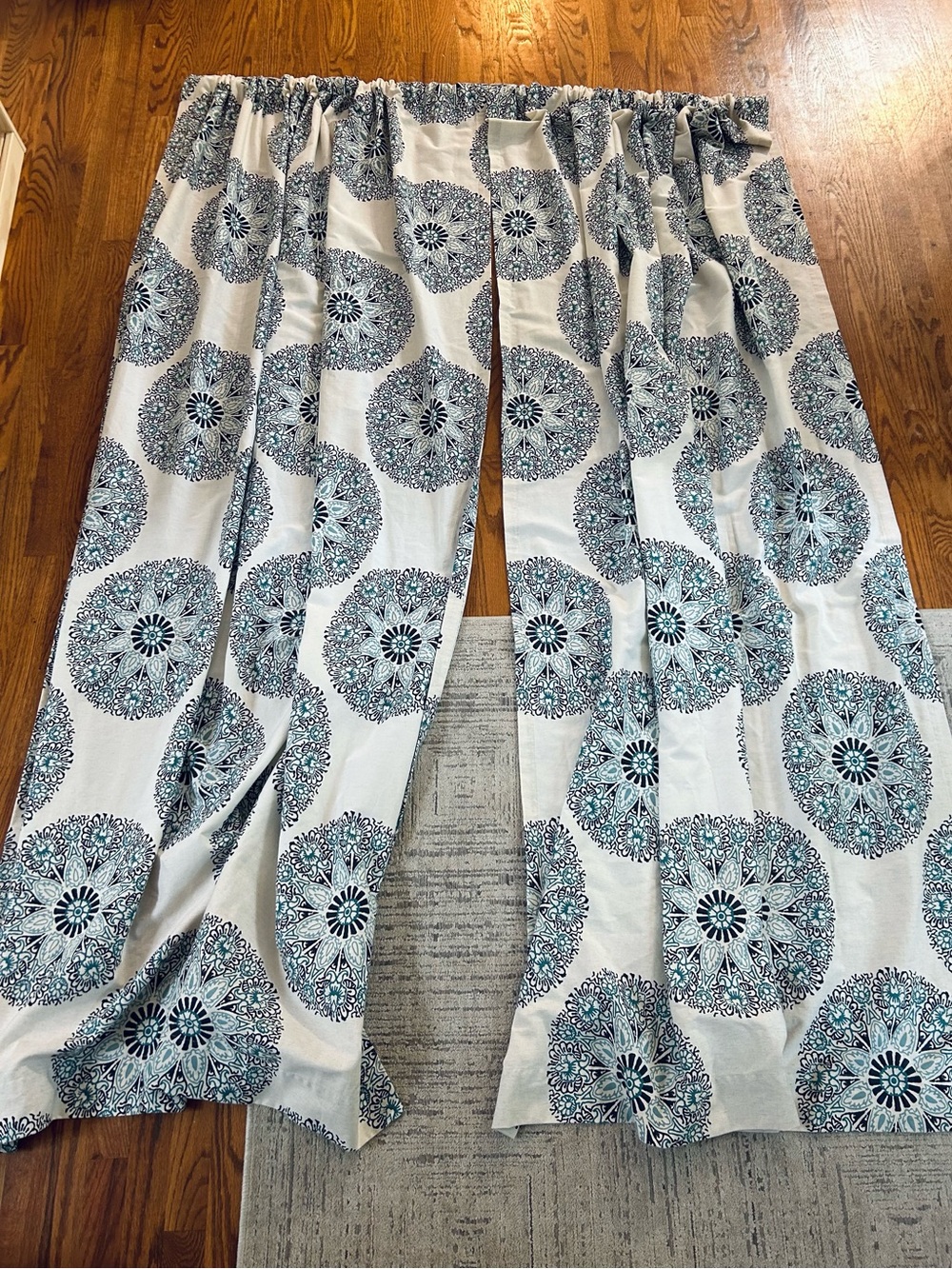 Threshold Blue and White Medallion Curtain Panels